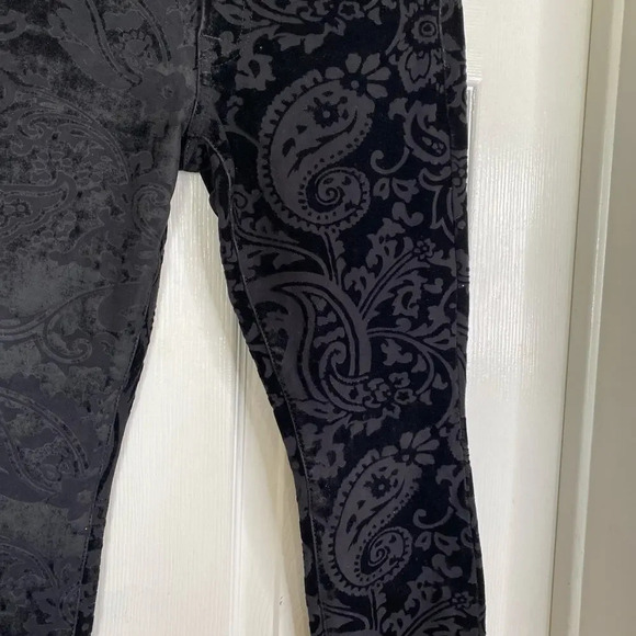 7FAM Black Velvet Paisley Pants‎ Ankle Skinny Size 25 Boho READ - Picture 7 of 12